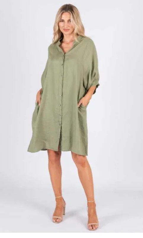 Annya Khaki Linen Dress