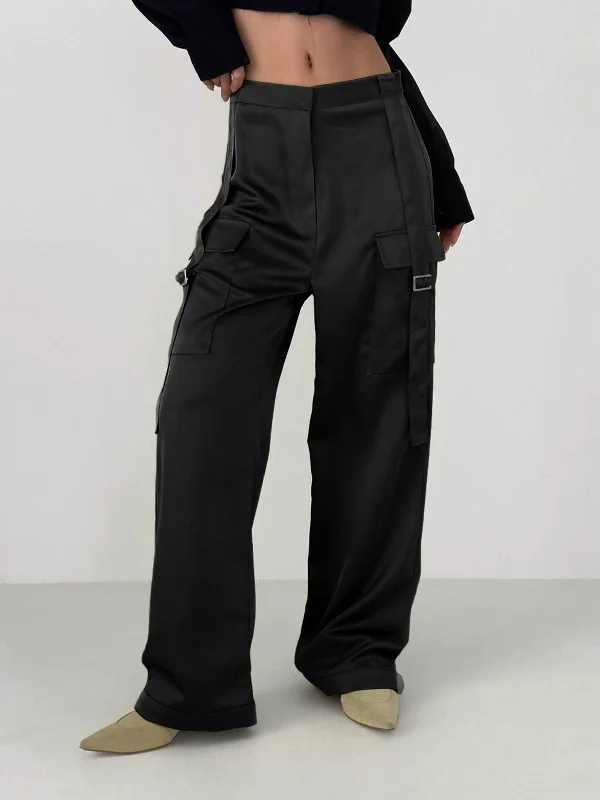 BerryBetty - Live It Up Satin Cargo Parachute Pants