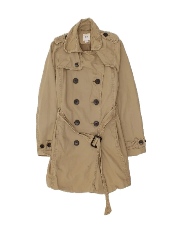 GAP Womens Double Breasted Trench Coat UK 10 Small Beige Cotton