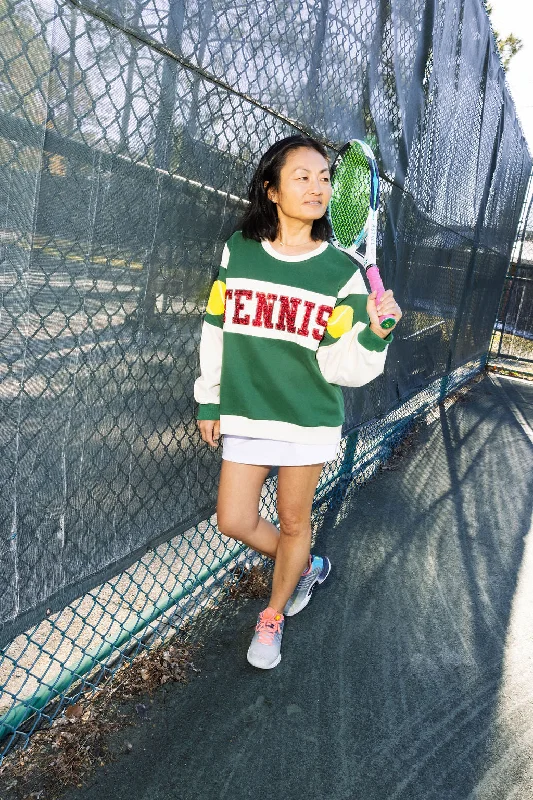 Green, White & Red Jeweled 'Tennis' Sweatshirt