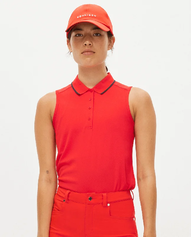 SIZE XL - ROHNISCH Miriam Sleeveless Polo Flame Scarlet