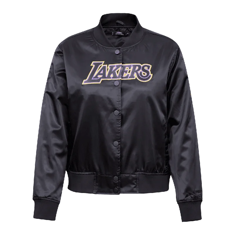 NBA LOS ANGELES LAKERS CLASSIC WOMEN'S SATIN JACKET (BLACK)