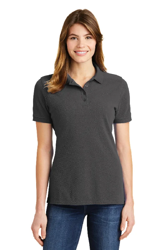 Port & Company Womens Stain Resistant Short Sleeve Polo Shirt - Charcoal Grey - Closeout