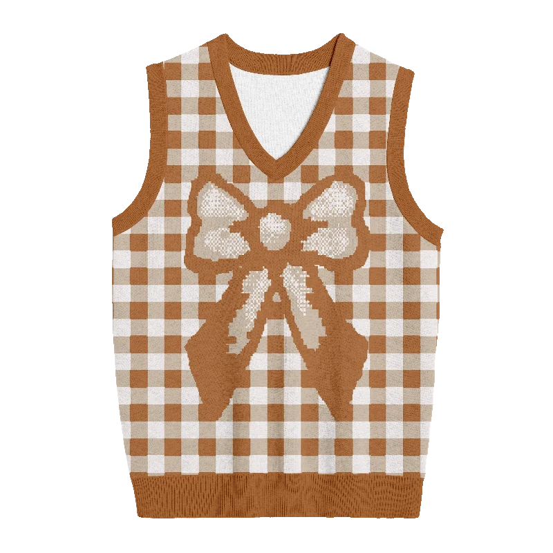 Brown Bow Knit Vest