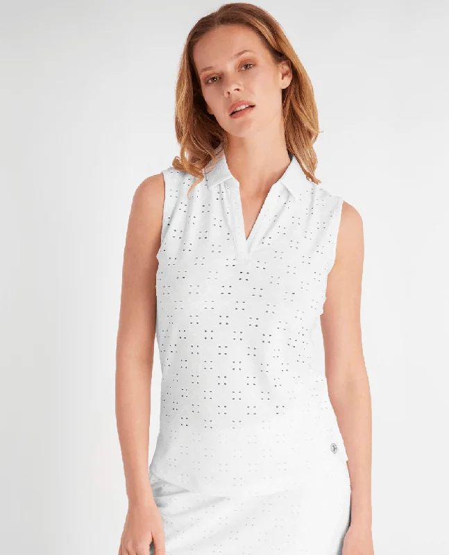 GREEN LAMB Naja Sleeveless Broderie Anglaise Polo 015 White