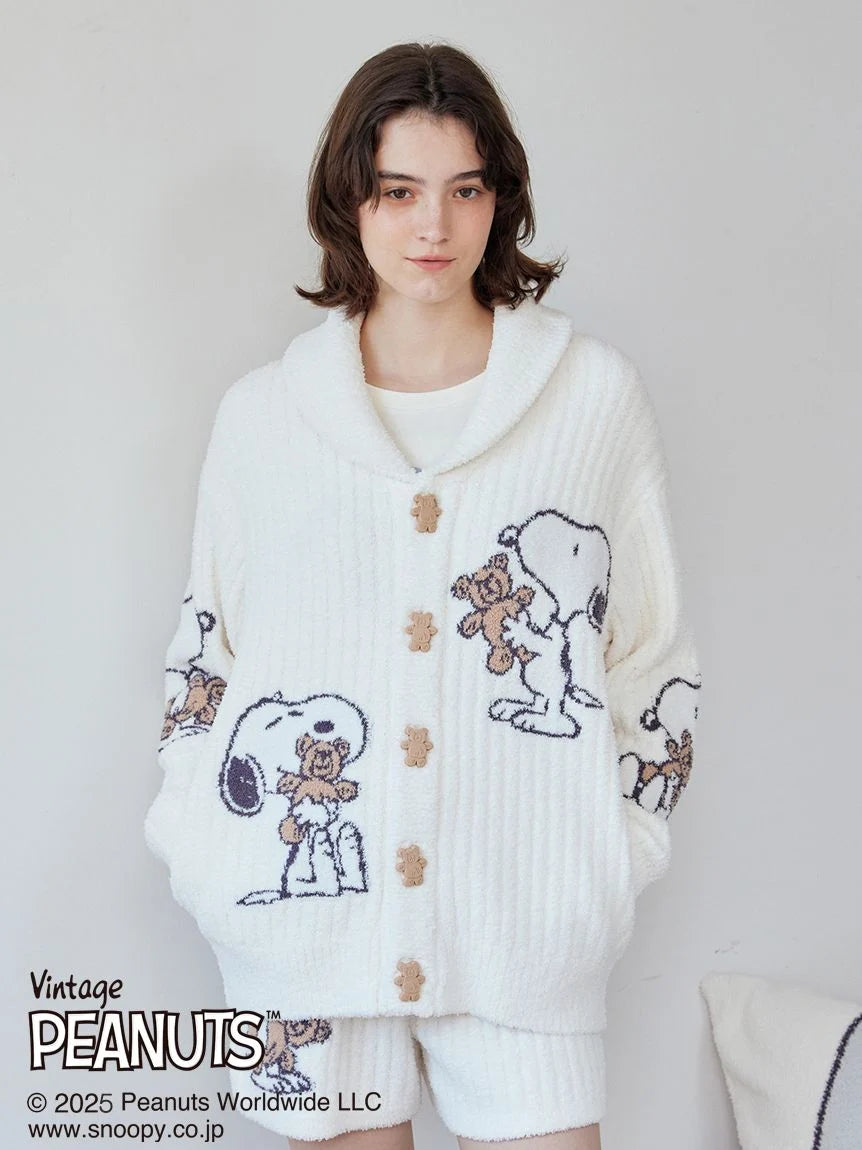 [PEANUTS] [UNISEX] SNOOPY×BEAR Jacquard Shawl Cardigan