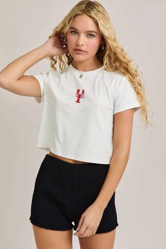 Lobster Graphic Round Neck Top