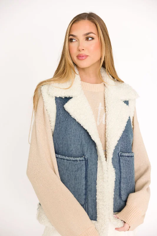 Willa Sherpa Denim Vest