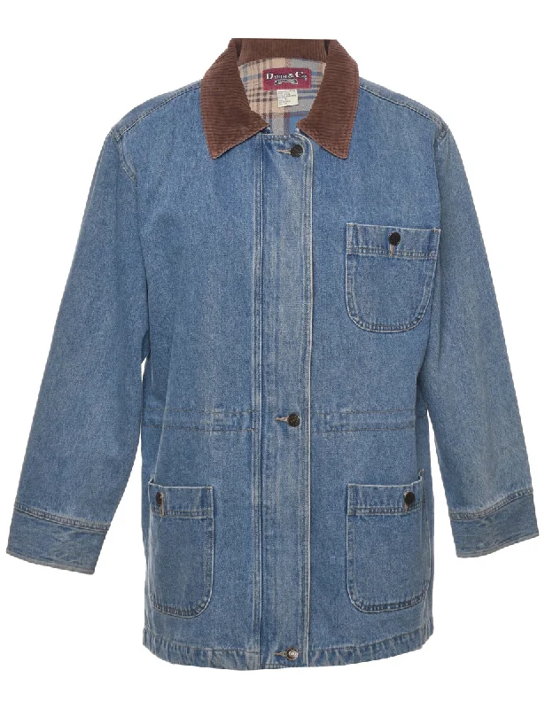 Corduroy Collar Denim Jacket - S