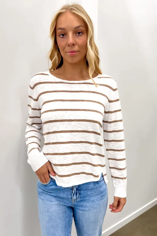 Nellie Top White Brown Stripe