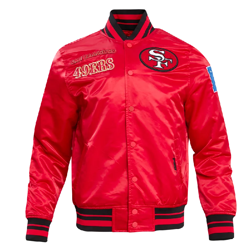 NFL SAN FRANCISCO 49ERS RETRO CLASSIC MEN'S RIB SATIN JACKET (RED/BLACK)