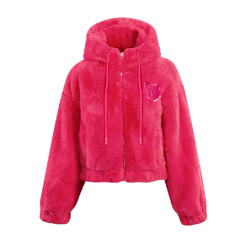 NBA MEMPHIS GRIZZLIES PINK CLOUD WOMEN'S  FAUX FUR JACKET (BEETROOT PURPLE)