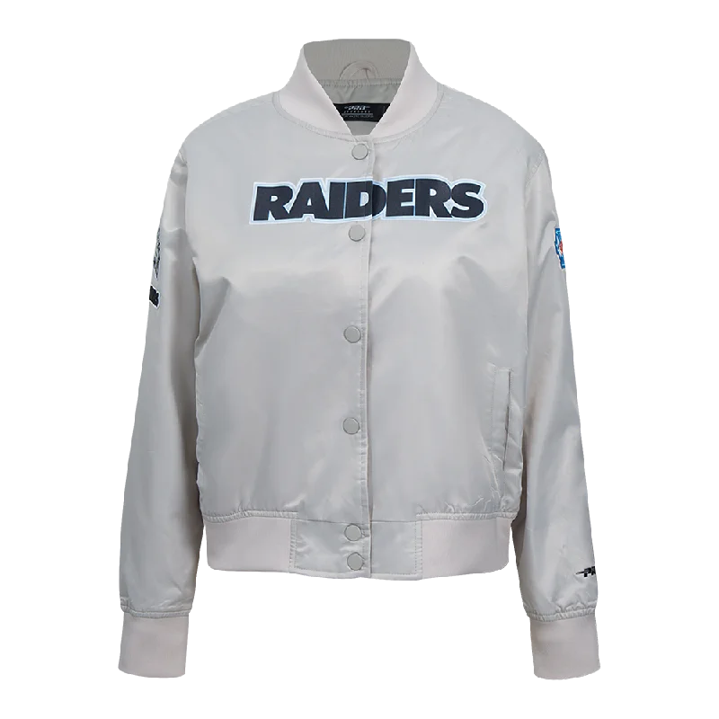 NFL LAS VEGAS RAIDERS CLASSIC WOMEN'S SATIN JACKET (SILVER)