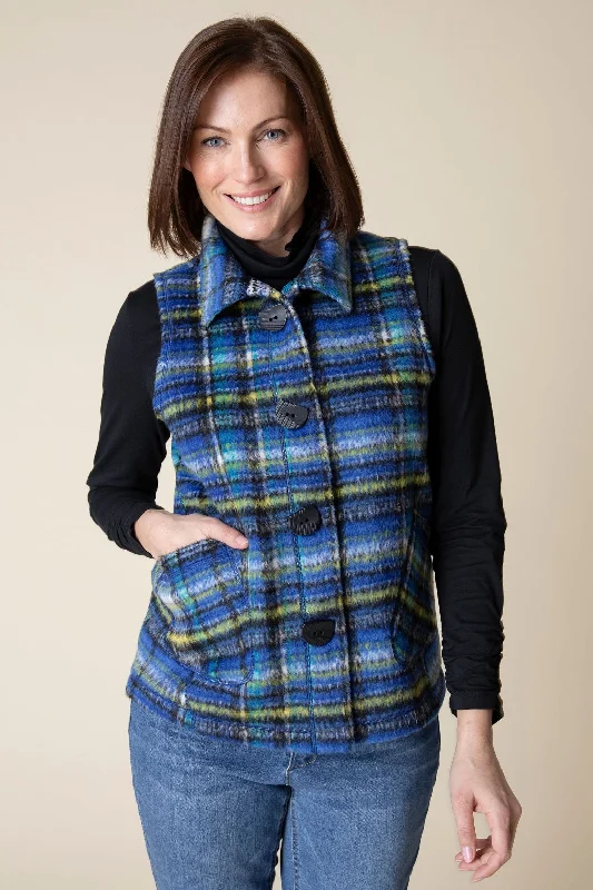 Brushed Plaid Tartan Pocket Vest | SALE! Take 30% Off