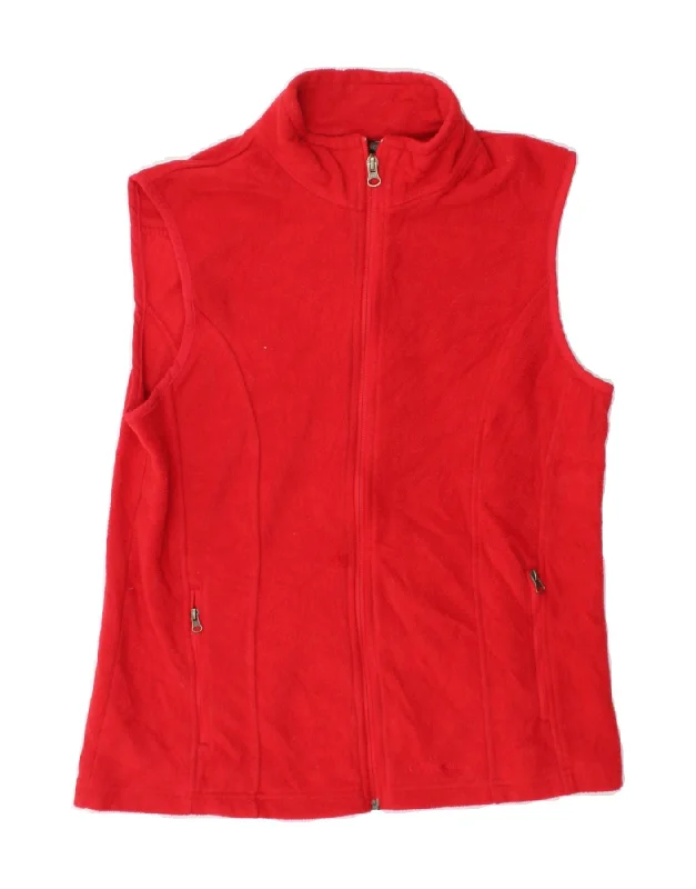 EDDIE BAUER Womens Fleece Gilet UK 14 Large Red Polyester