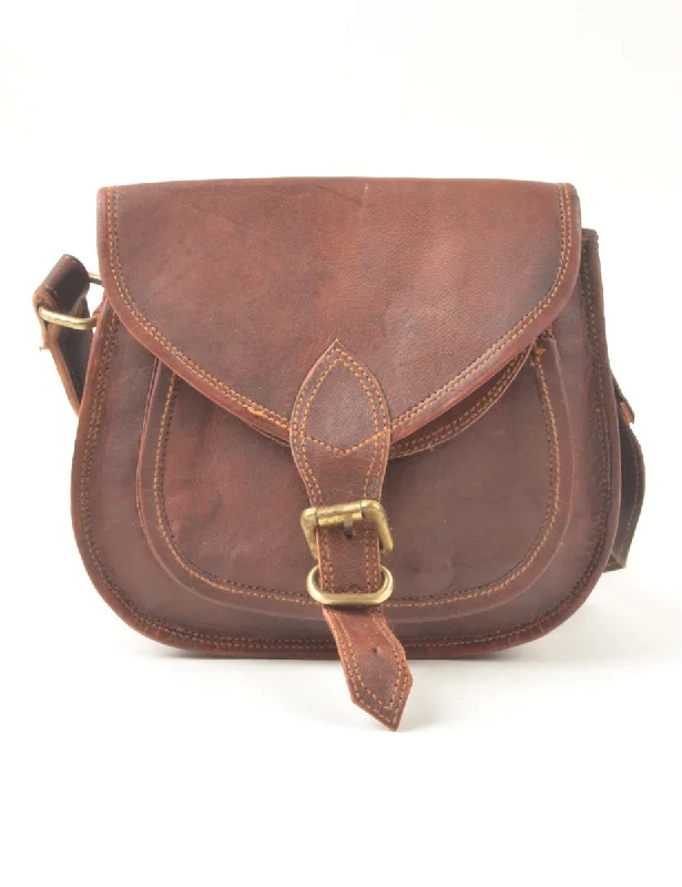 Dark Brown & Gold Detail Small Satchel Bag - M