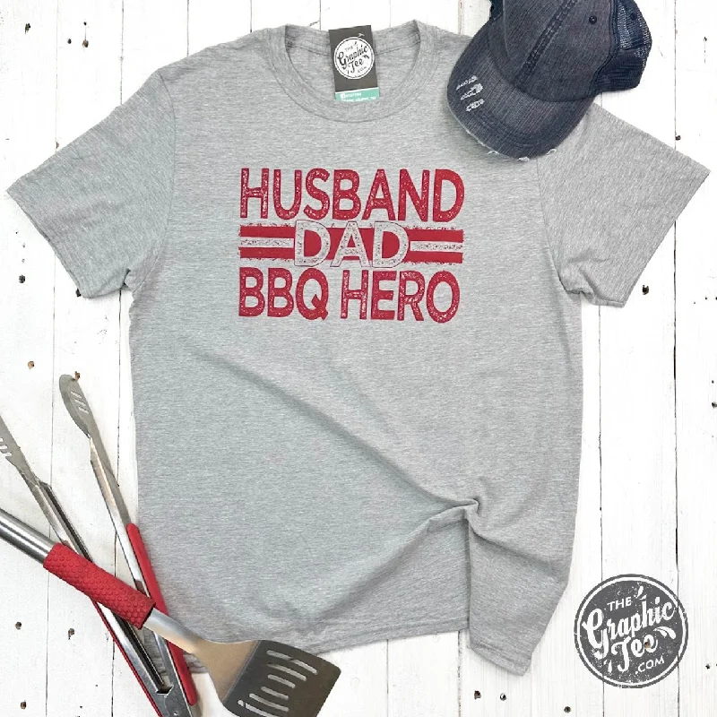 Husband. Dad. BBQ Hero. Short Sleeve Unisex Tee