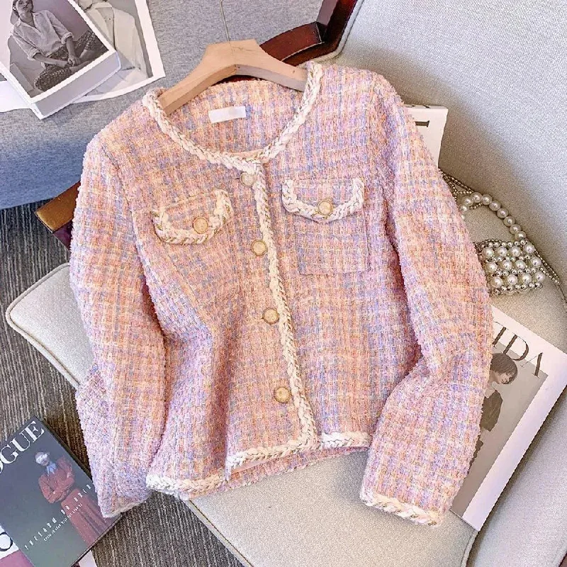 Pink Plaid Tweed Jacket