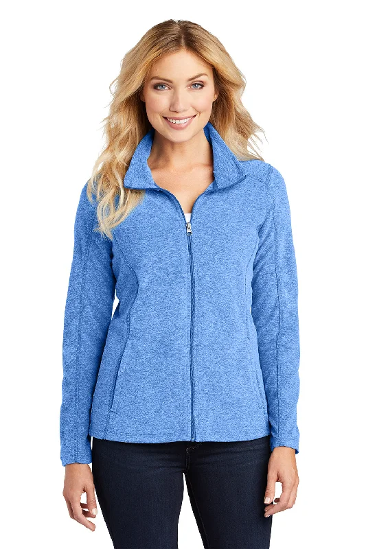 Port Authority Womens Pill Resistant Heather Microfleece Full Zip Sweatshirt - Heather Light Royal Blue