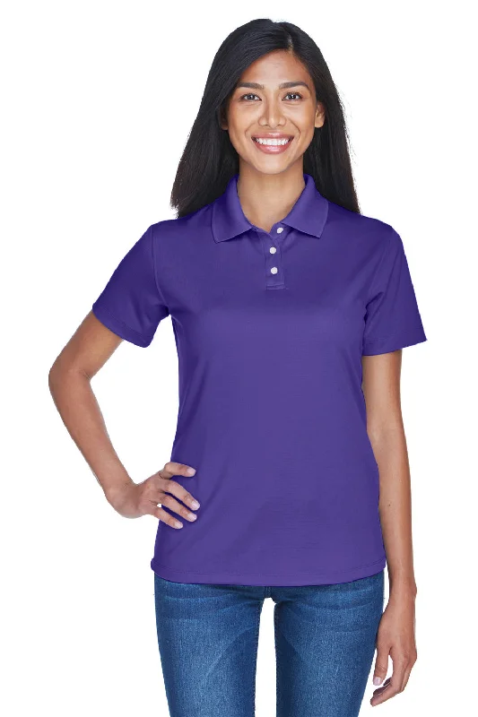 UltraClub Womens Cool & Dry Performance Moisture Wicking Short Sleeve Polo Shirt - Purple