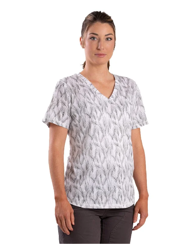 Berne Womens Performance V-Neck Wheat Print Cotton Blend S/S T-Shirt