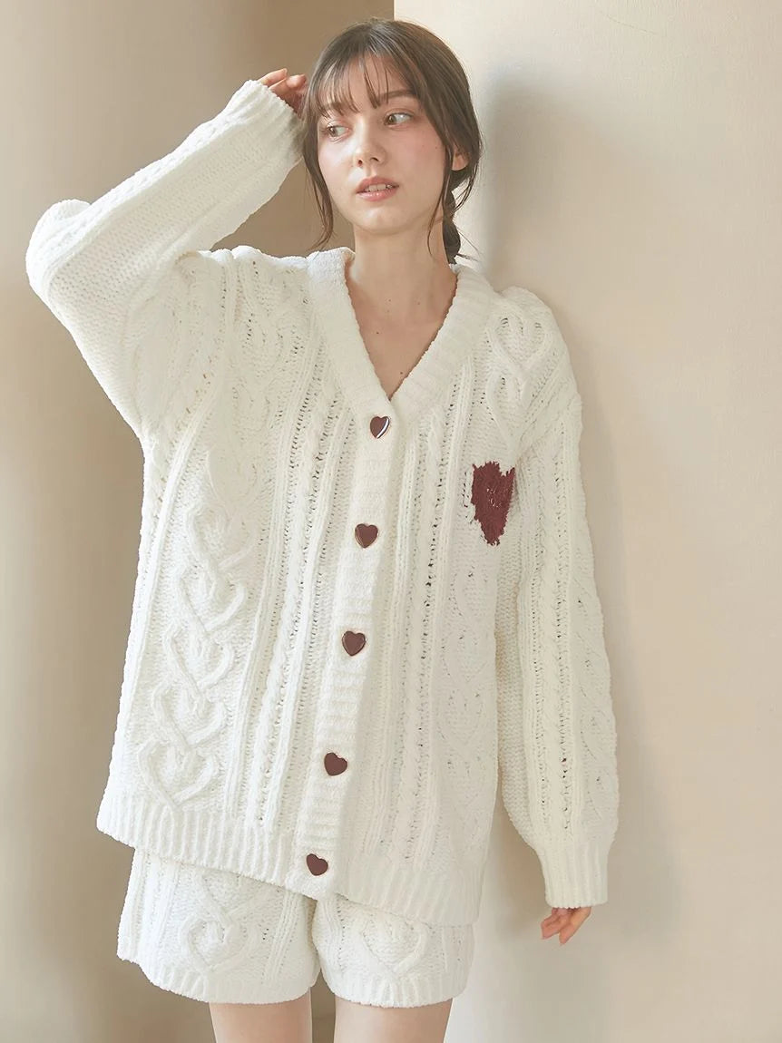 [Valentine] Heart Aran Cozy Cardigan