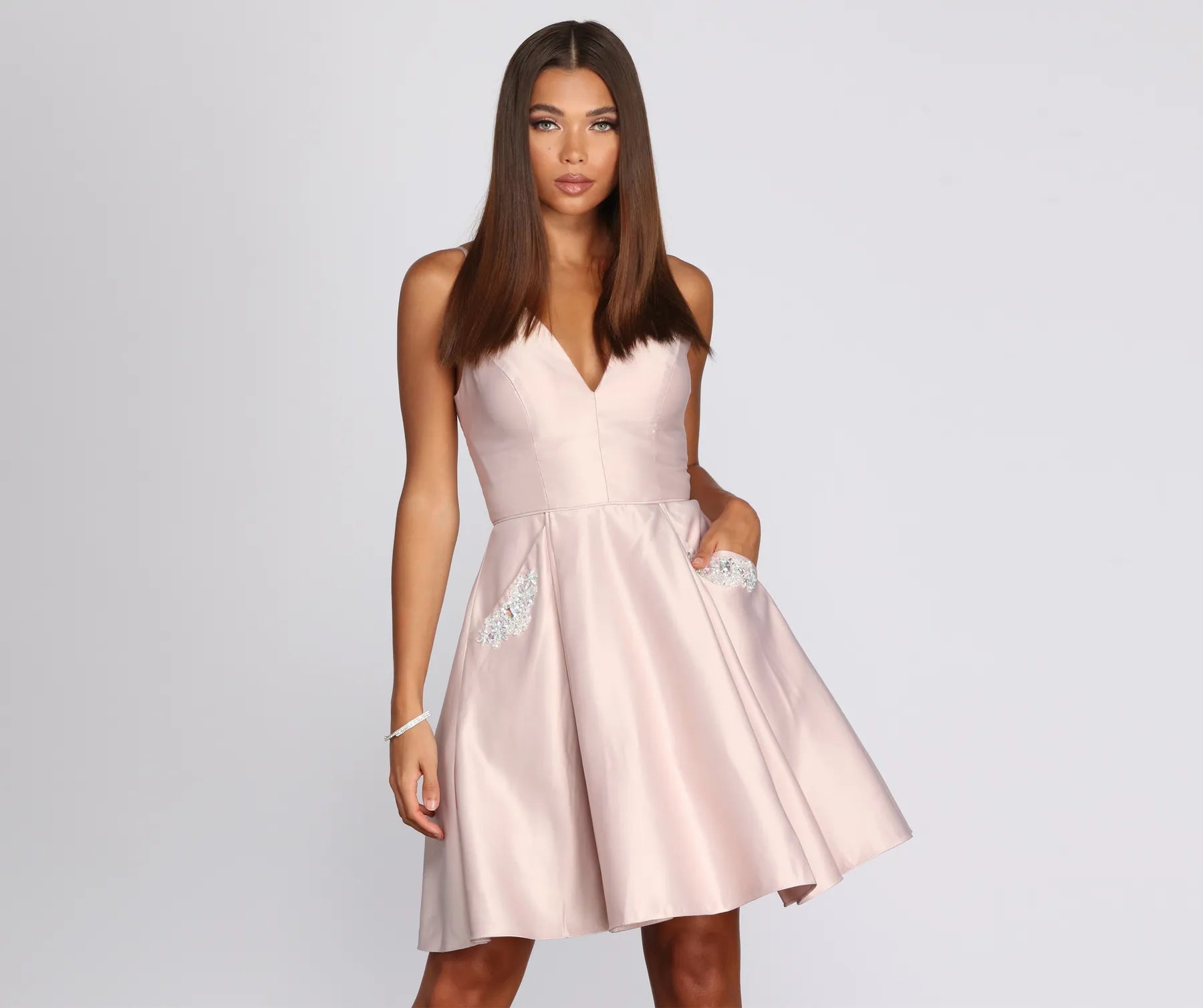 River Formal Satin Party Dress