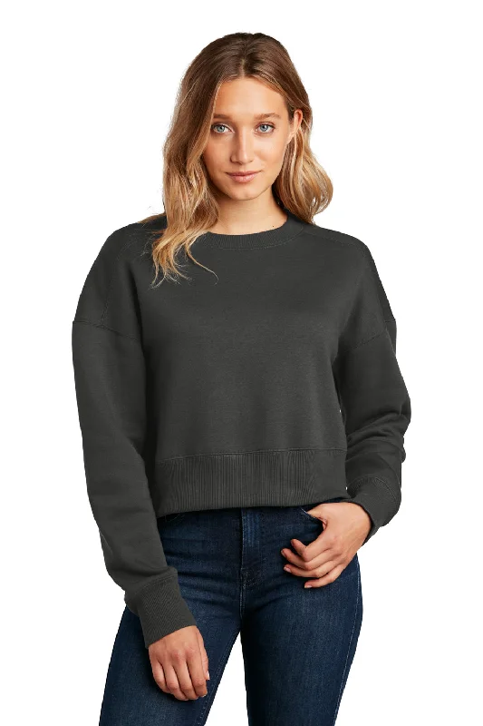 District Womens Perfect Weight Fleece Cropped Crewneck Sweatshirt - Charcoal Grey