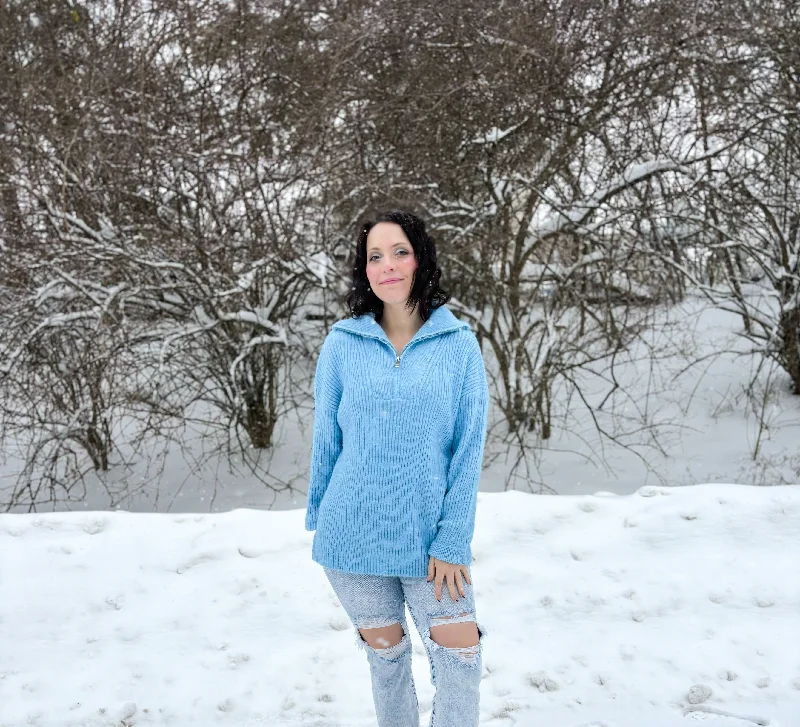 Winter Blues Quarter Zip Sweater