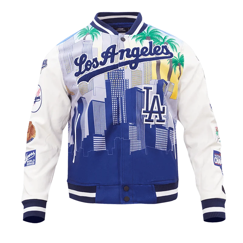 MLB LOS ANGELES DODGERS REMIX VARSITY MEN'S JACKET (WHITE)