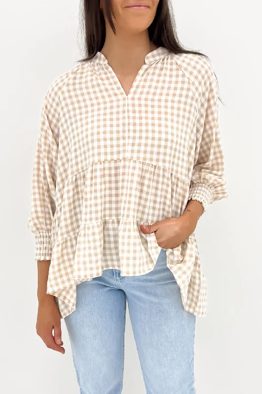 Corey Top Latte Gingham