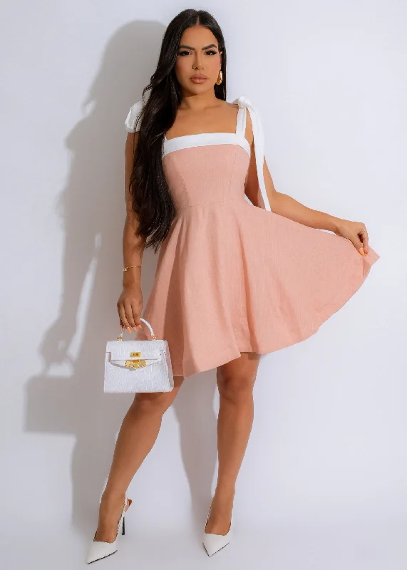 All For Me Linen Mini Dress Pink