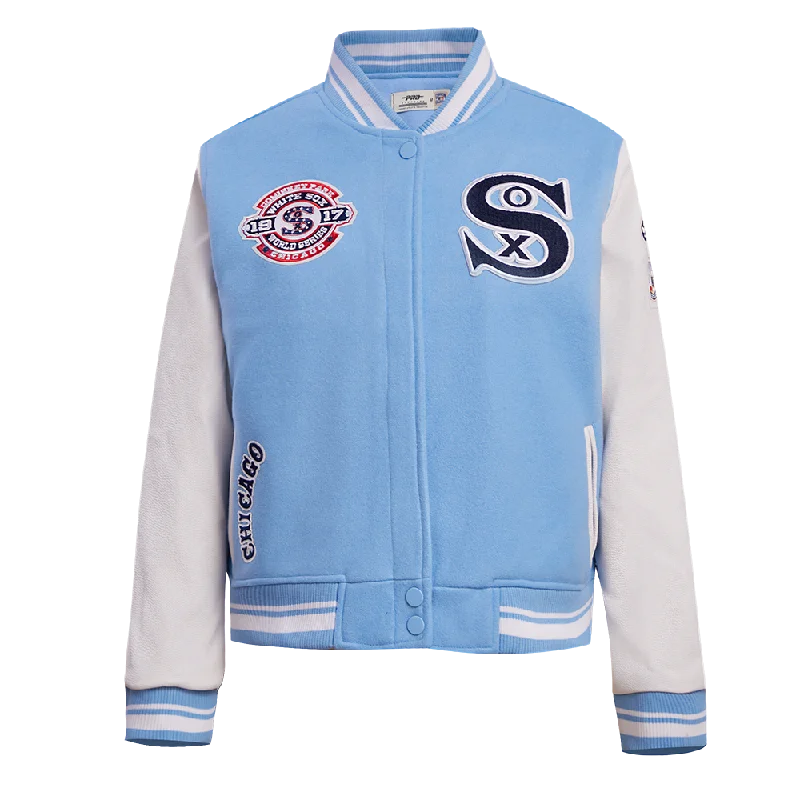 MLB CHICAGO WHITE SOX RETRO CLASSIC WOMEN'S RIB WOOL VARSITY JACKET (UNIVERSITY BLUE/WHITE)