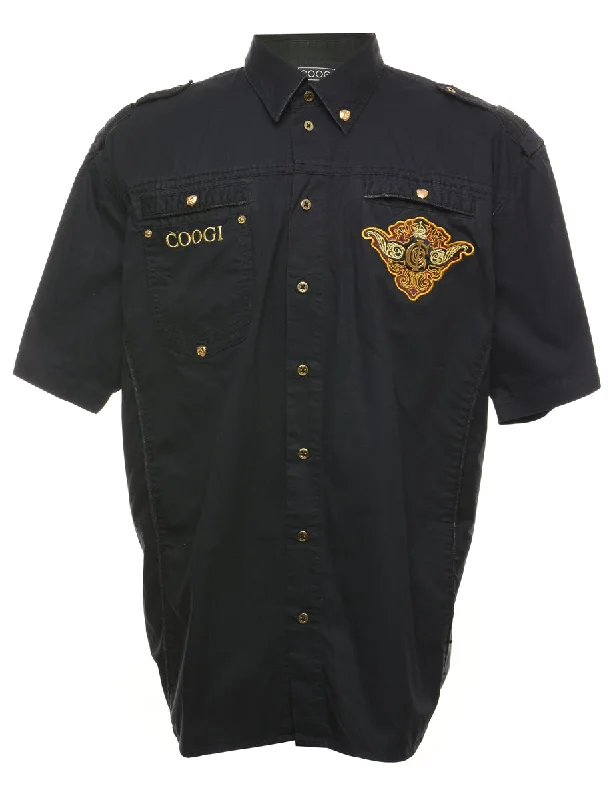 Coogi Embroidered Black 1990s Shirt - XL