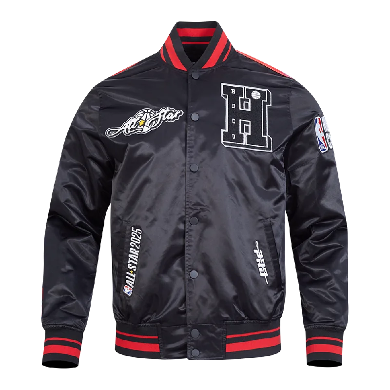 HBCU X NBA ALL STAR 2025 WOMEN'S SUBLIMATED SATIN JACKET (BLACK/RED/BLACK)