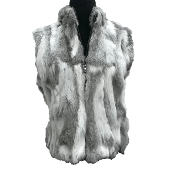 Rabbit Fur Vest- Natural Grey