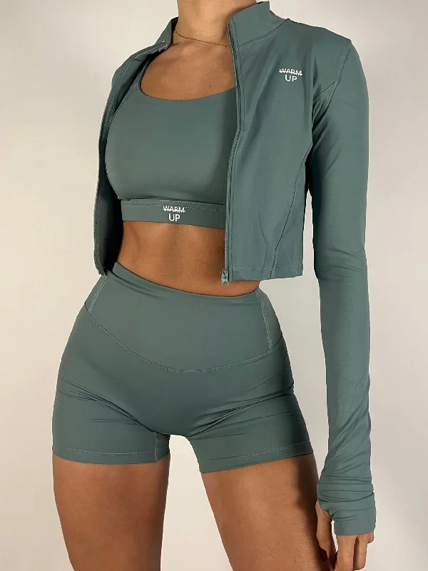 Jade Green Cropped Sculpt jacket