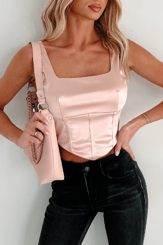 Full Roster Satin Crop Top (Blush)