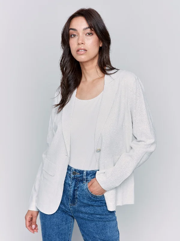 Linen Blend Blazer - Natural