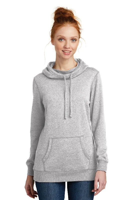 District Womens Fleece Hooded Sweatshirt Hoodie w/ Pouch Pocket - Heather Grey