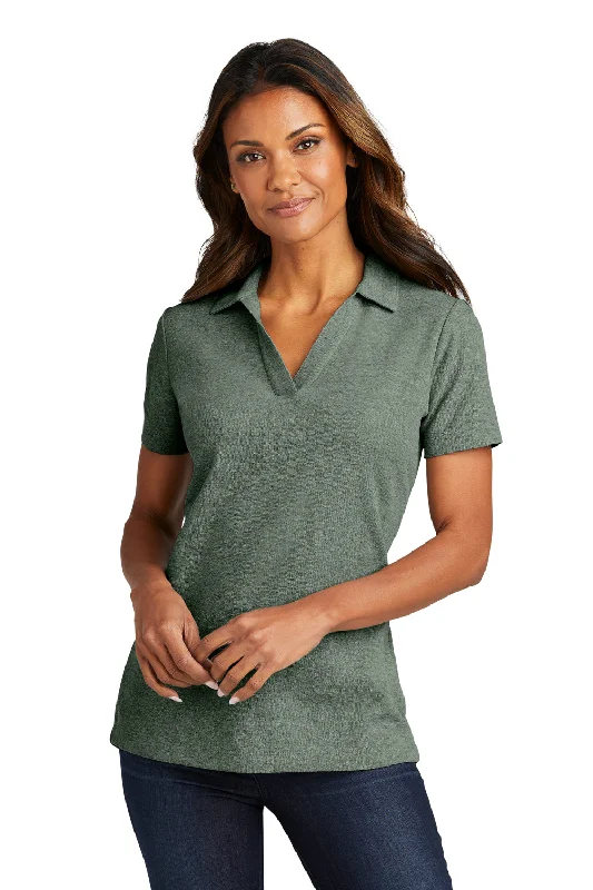 Port Authority Womens C-FREE Pique Short Sleeve Polo Shirt - Heather Dark Green