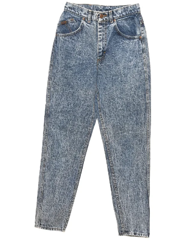 Dark Acid Wash Tapered 1980s Lee Jeans - W26 L30