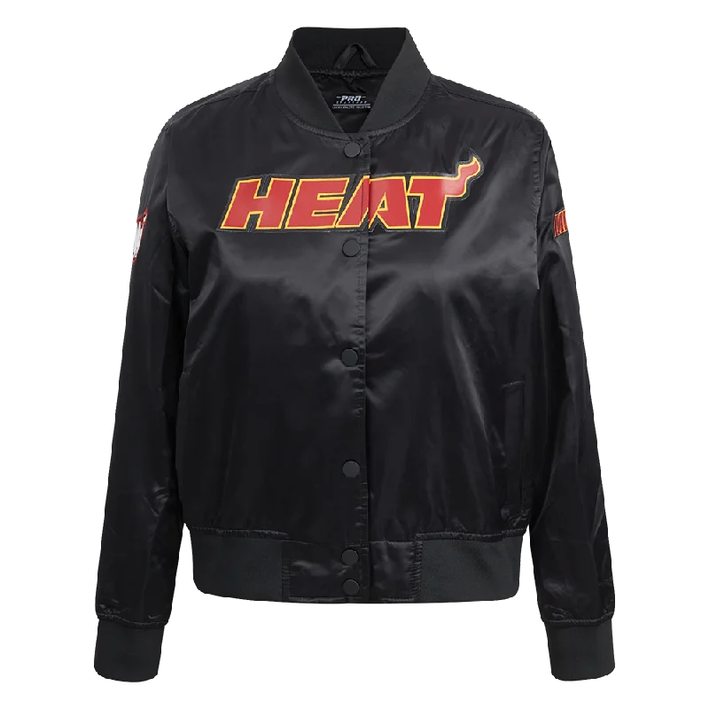 NBA MIAMI HEAT CLASSIC WOMEN'S SATIN JACKET (BLACK)