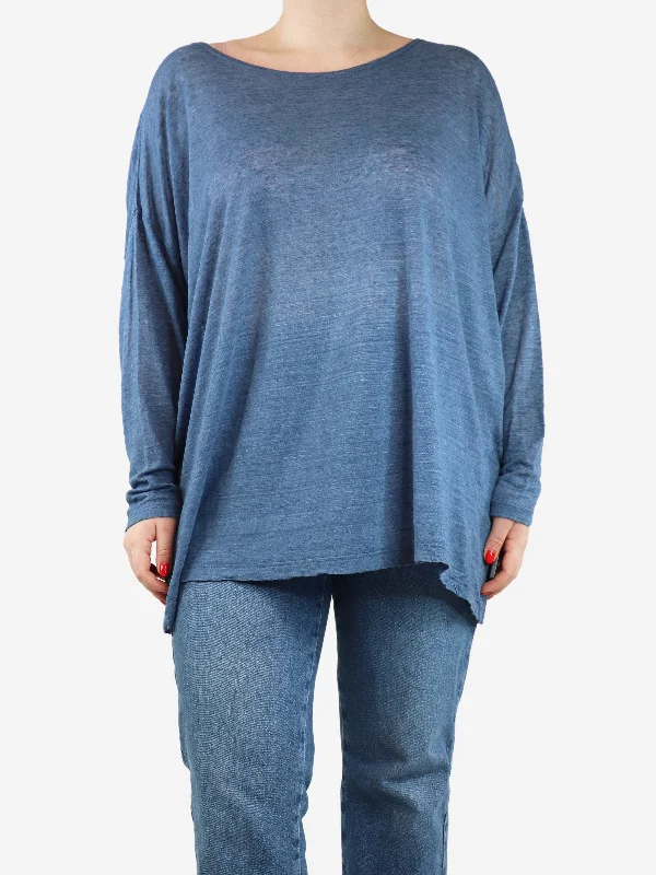 Blue boat-neck top - size One Size