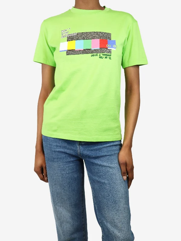 Bright green short-sleeved graphic t-shirt - size XXS