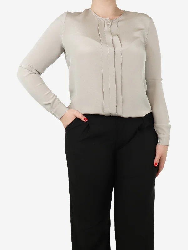 Grey silk blouse - size UK 12