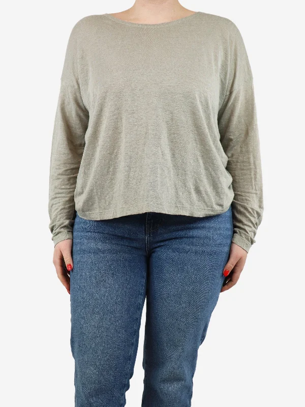 Taupe scoop-neck long-sleeved top - size One Size