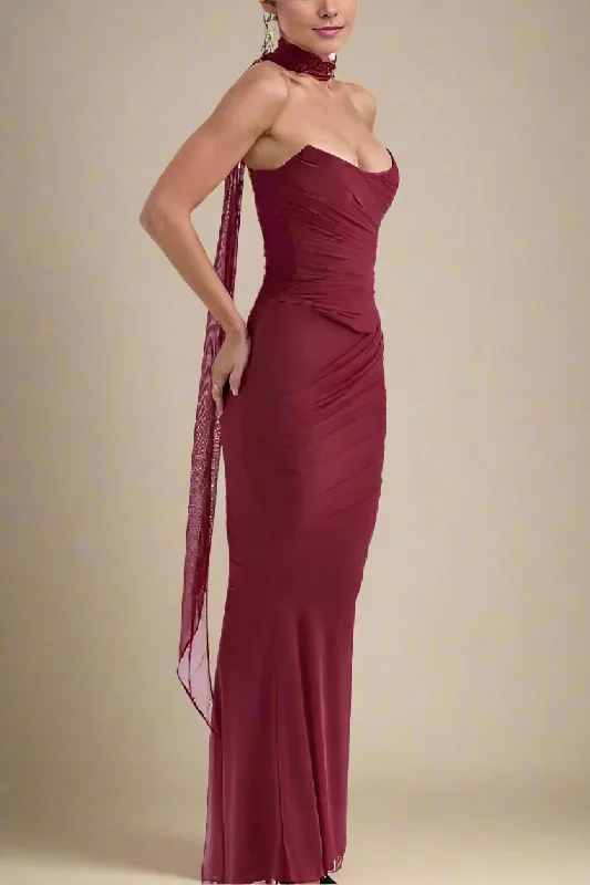 Margot Wrap Top and Maxi Skirt Outfit Set - Red Wine