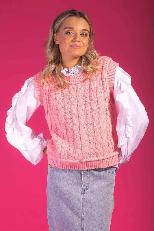 Kyla Cotton Knitted Vest Coral