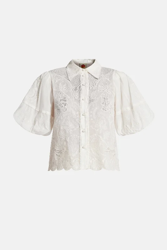 Puff Sleeves Embroidered Blouse